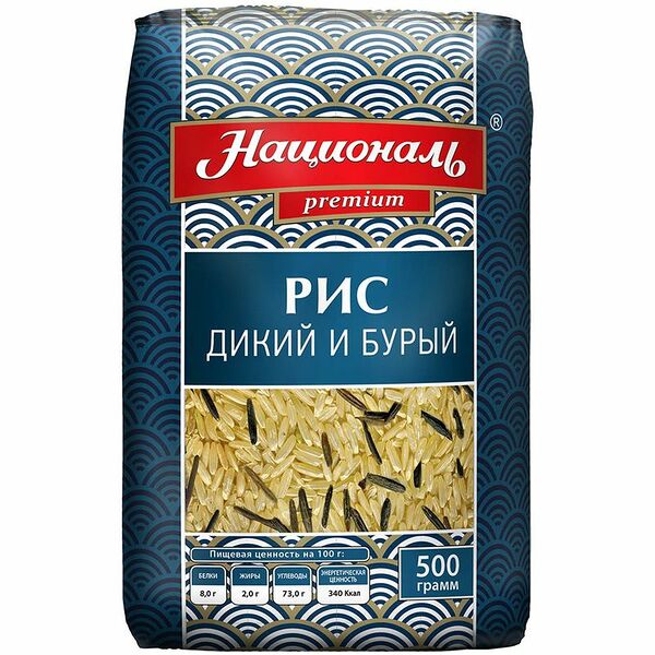 Смесь Националь бурый и дикий рис 500г