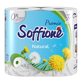 Туалетная бумага Soffione Premio Natural трехслойная 4шт
