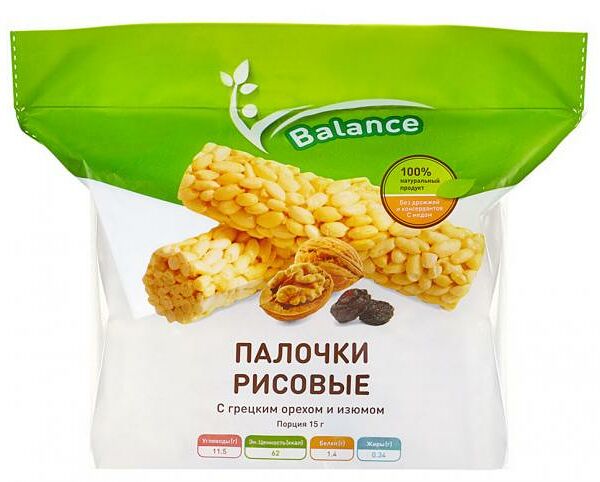 Палочки Рисовые Lope-Lope с грецким орехом и изюмом