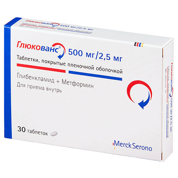 Глюкованс DHT 500мг / 2,5 мг N30