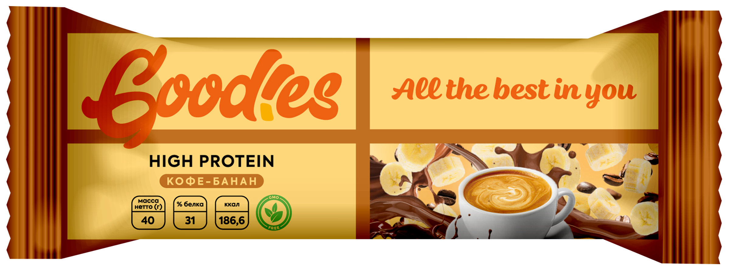 

Батончик протеиновый Goodies банан и кофе 40 г