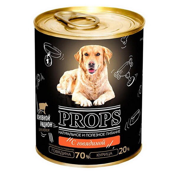 Корм консервированный мясной для собак с говядиной 338г., РБ