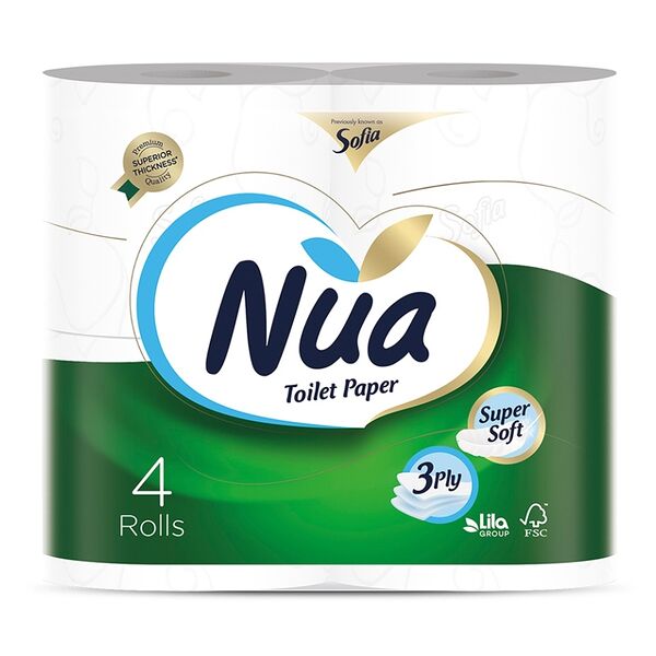 Туалетная бумага Nua трёхслойная 4 рулона