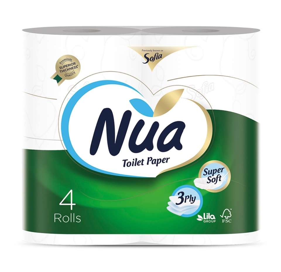 

Туалетная бумага Nua трёхслойная 4 рулона
