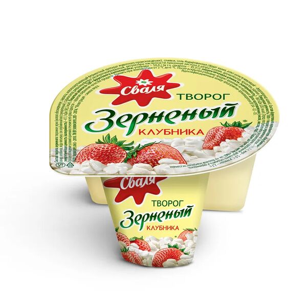 Творог зернёный Сваля Клубника 5%