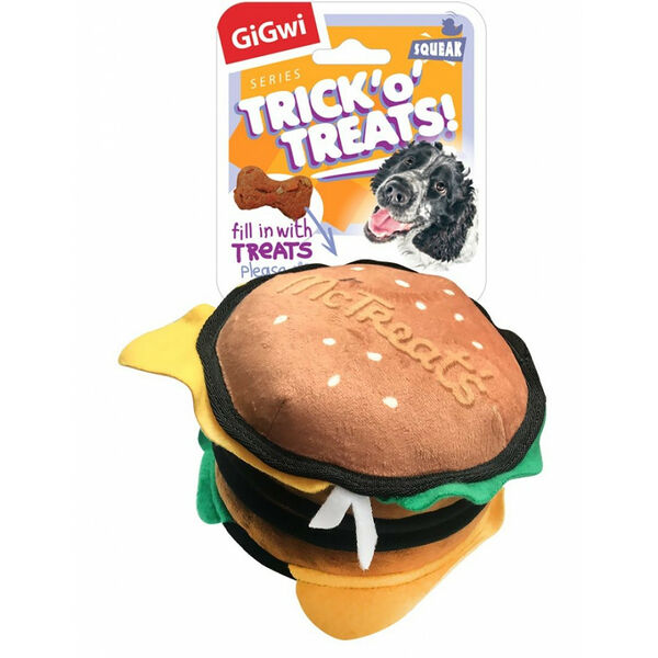 GiGwi Гамбургер с пищалкой с нишей под лакомство 18 см