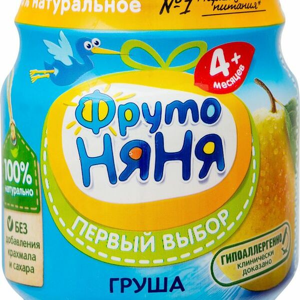Пюре ФрутоНяня из груш с 4 месяцев, 100г