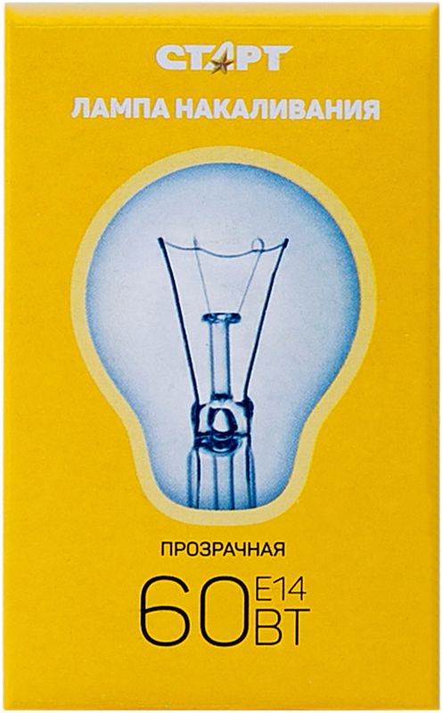 

Лампа накаливания Старт шар 60Вт Е14, прозрачная