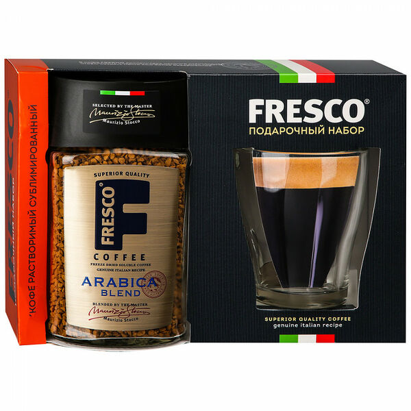 Подарочный набор Fresco Кофе Arabica Blend натуральный + кружка, 100г