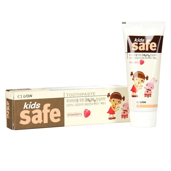 Зубная паста детская Lion Kids safe со вкусом клубники с 3 до 12 лет 90 г