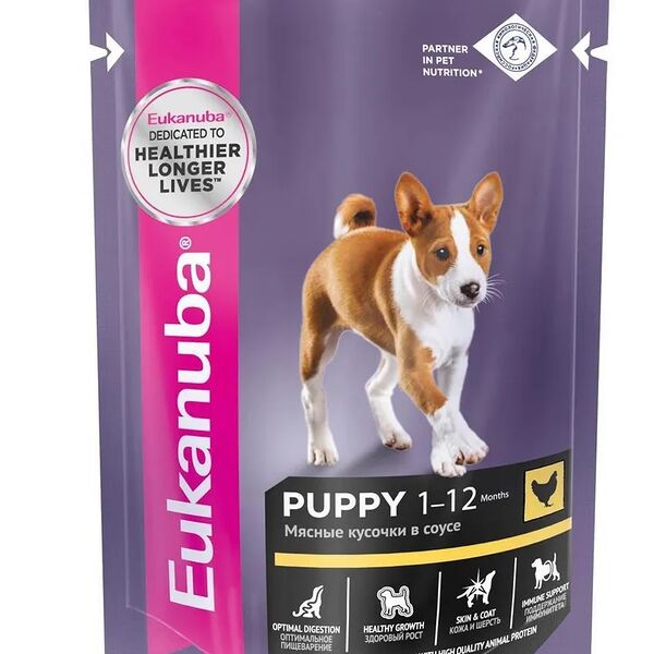 Корм консервированный для щенков EUKANUBA Euk Dog с курицей в соусе