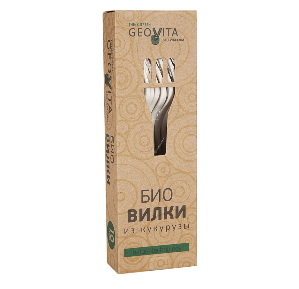 

Вилки из кукурузного крахмала, 10 шт в упаковке, Био Geovita 18 см, Китай