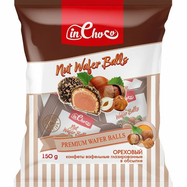 Конфеты вафельные In Choco орех, 150г
