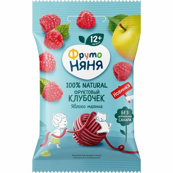 Кусочки Фрутоняня фруктовые из яблок и малины, 15г