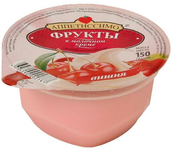 Десерт Аппетиссимо Фрукты в молочном креме Вишня