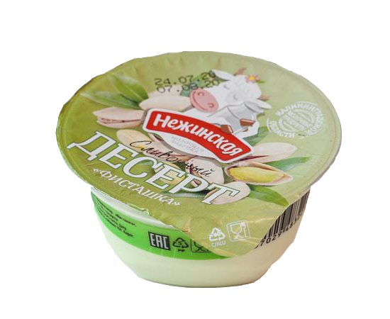 Десерт нежинская фисташка сливочный жир. 12 % пл/ст гусевмолоко