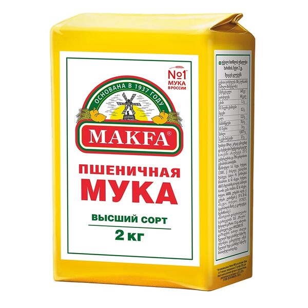 Мука пшеничная Makfa высший сорт 2 кг