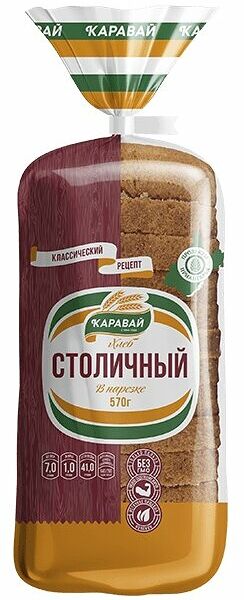 Хлеб Каравай Столичный пшенично-ржаной нарезка