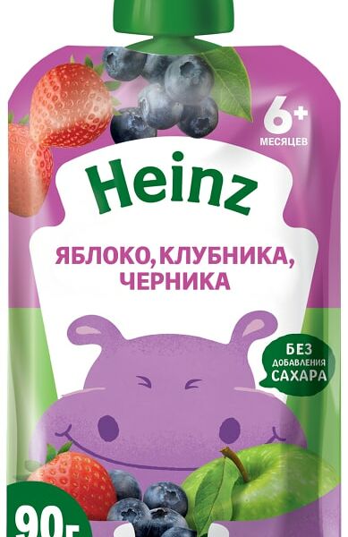 Пюре Heinz Яблоко Клубника-Черника с 6 месяцев 90г
