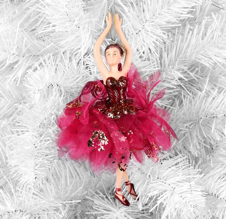 

Игрушка для елки "Коллекция Праздник" Фея танцующая в бордовой пачке 1 шт Китай ассорти, 18см