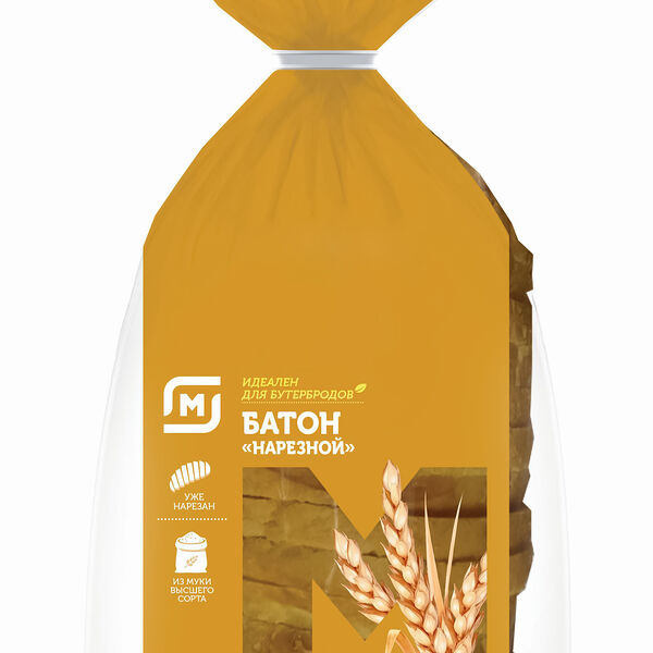 Батон Магнит СТМ нарезной в нарезке пшеничный высший сорт