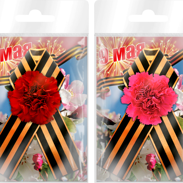 Значок B&H 9 мая с гвоздикой 