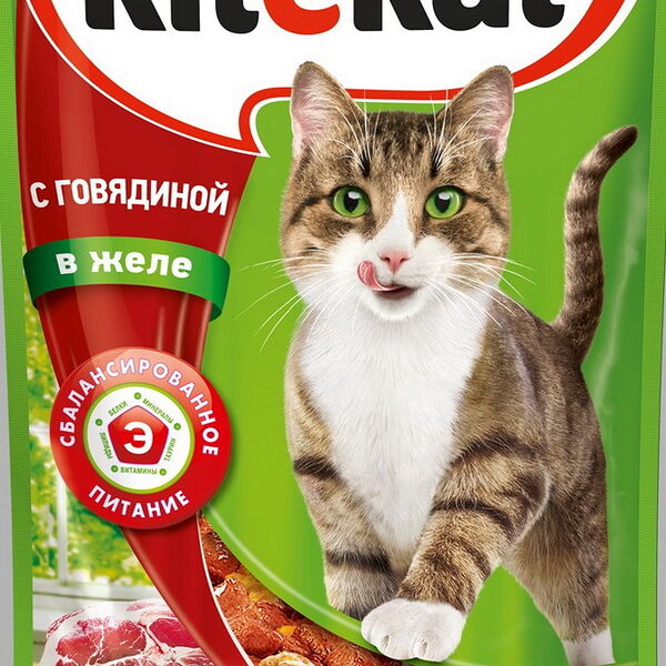 Китекат Корм   85г Говядина в желе пауч х28