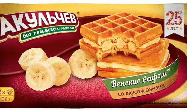 Вафли Акульчев Венские банан, 100г