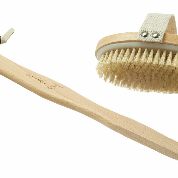 HYDREA LONDON Массажная щетка для тела с натуральной щетиной, со съемной ручкой (средняя жесткость)