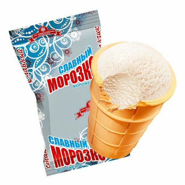 Мороженое Нижетагильский холодильник Славный Морозко ванильное в вафельном стаканчике 70 г