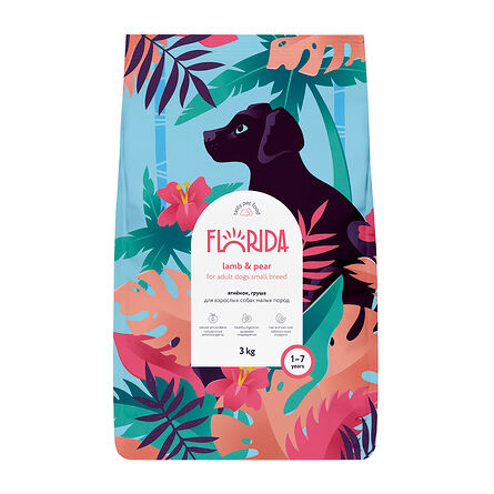 Корм Florida для взрослых собак малых пород с ягненком и грушей 3кг