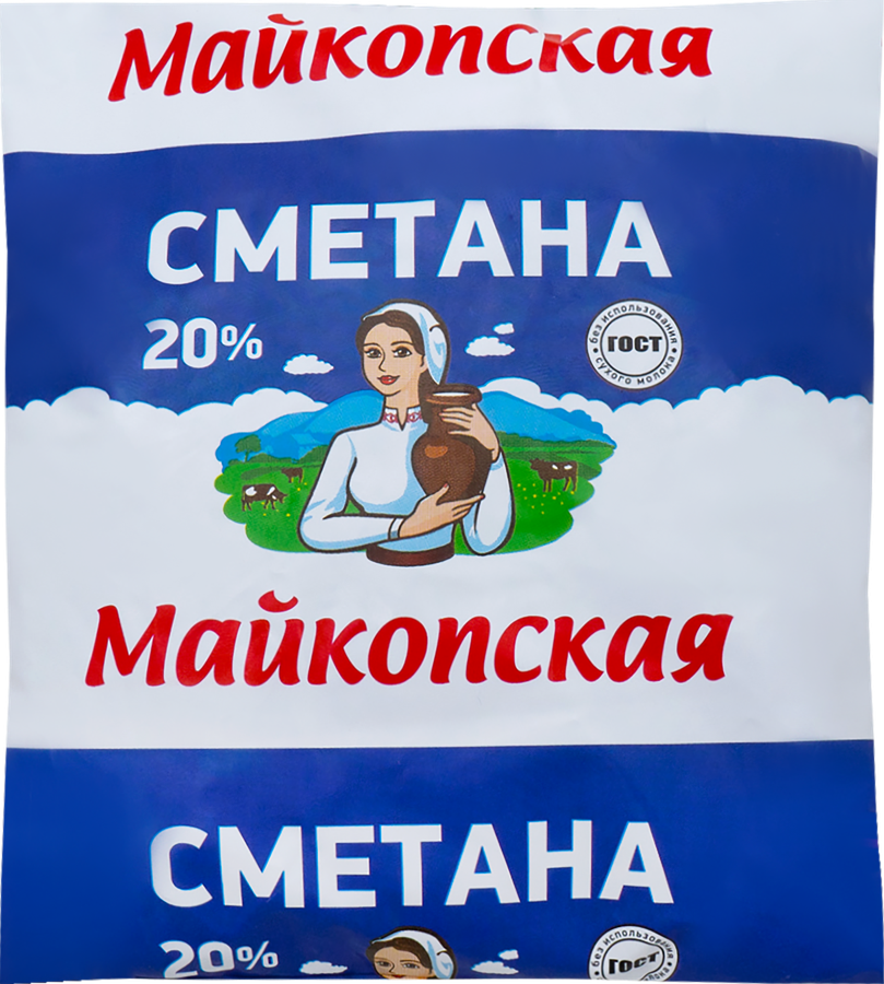 

Сметана МАЙКОПСКАЯ МОЛОЧНАЯ ПРОДУКЦИЯ 20%, без змж