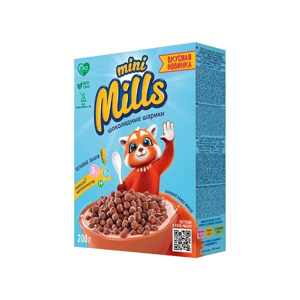Шарики Кукурузные Mini Mills 200гр Шоколадные карт/уп