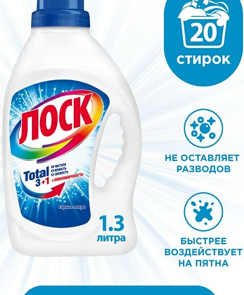 Гель для стирки Лоск Горное озеро для белого белья 1.3л 20 стирок