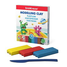 Классический пластилин ErichKrause® Monsters 10 цветов со стеком, 150г (коробка)