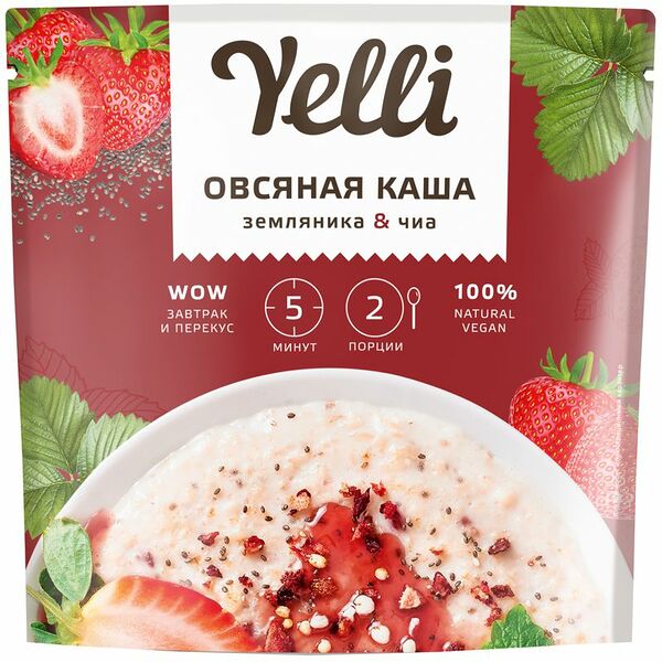 Каша овсяная Yelli земляника & чиа