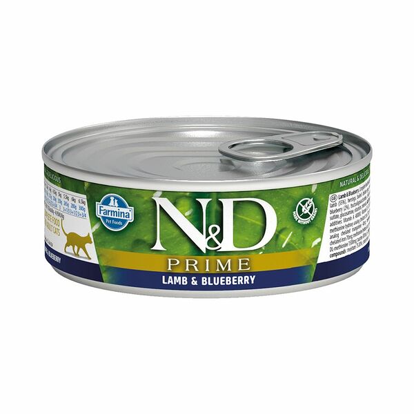 Корм для кошек FARMINA N&D Prime ягненок и черника банка 80г (упаковка - 24 шт)