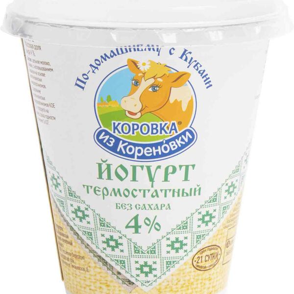 Йогурт Коровка из Кореновки термостатный 4,0% 350 г