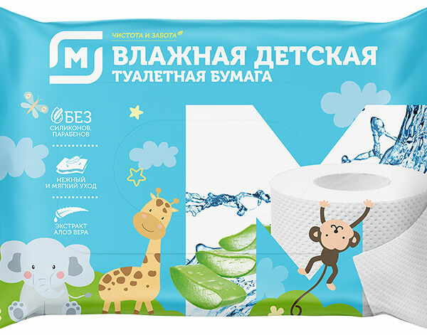 Туалетная бумага Магнит влажная детская алоэ