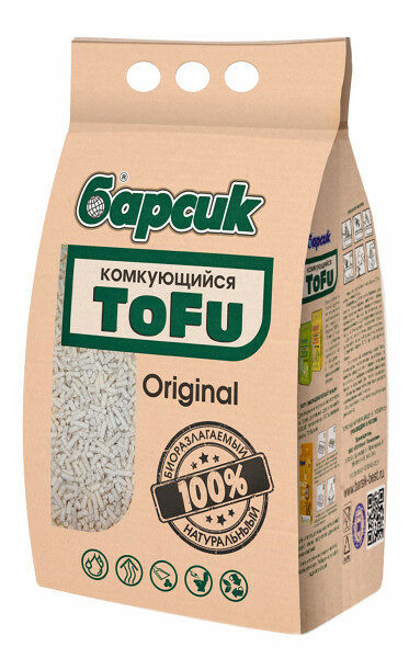 Наполнитель растительный Барсик Tofu Original комкующийся 4,54 л