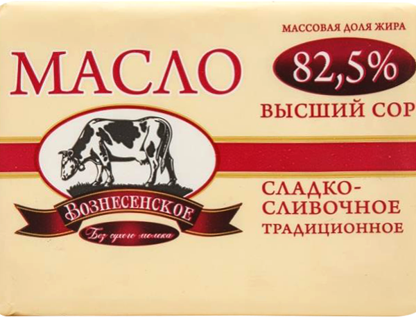 Масло сладкосливочное ВОЗНЕСЕНСКОЕ Традиционное 82,5%, без змж