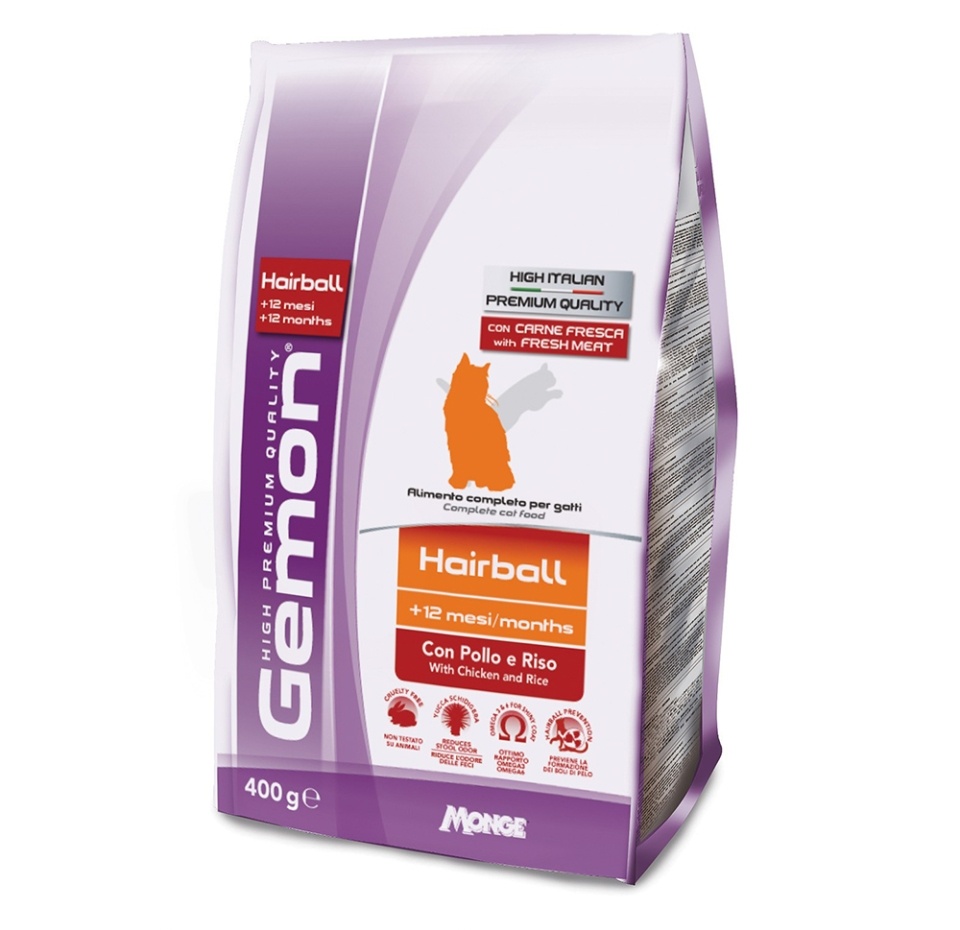 

Корм Gemon Cat Hairball для выведение шерсти для взрослых кошек с курицей и рисом