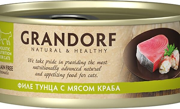 Влажный корм для кошек Grandorf Филе тунца с мясом краба 70г