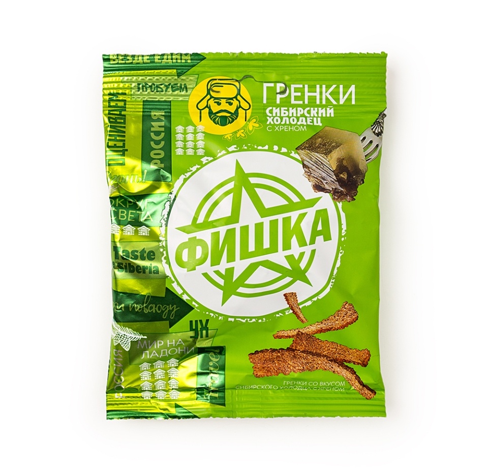 

Гренки Фишка со вкусом сибирского холодца с хреном 60г, Россия
