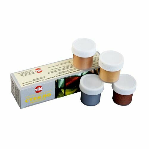 4234 Набор акриловых красок по стеклу 'Металлик' 4 цвета, Olki