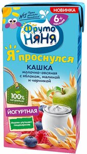 Кашка ФрутоНяня молочно-овсяная йогуртная с яблоком малиной и черникой в Магнит со скидкой –20%
