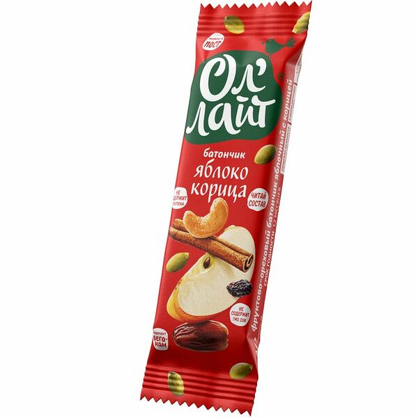 Батончик фруктово-ореховый Ол'Лайт Яблоко & Корицa