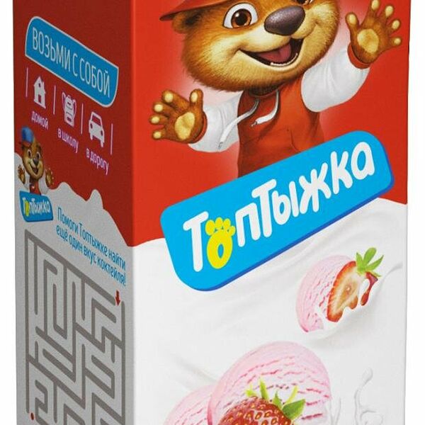 Коктейль молочный Топтыжка клубничное мороженое