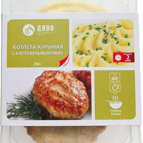 Котлета Диво куриная с картофельным пюре 250г