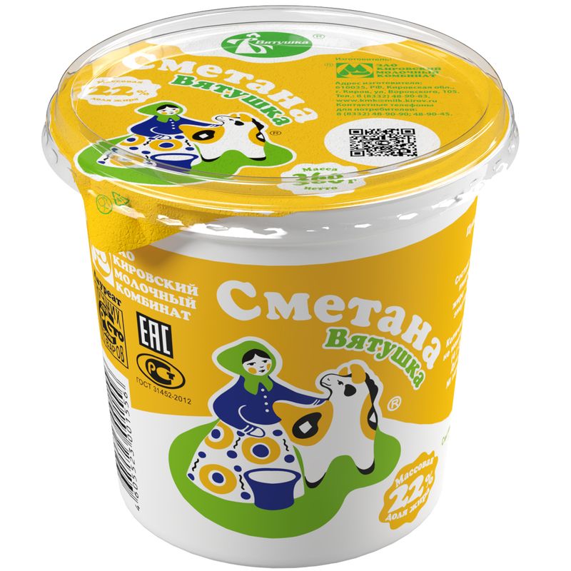 

Сметана Вятушка 22% 360 г